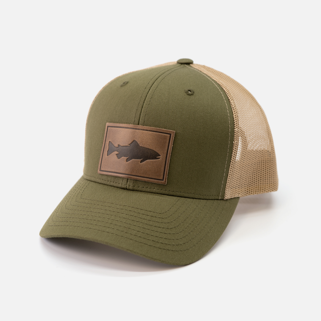 Trout Hat - Leather Patch Trucker Cap