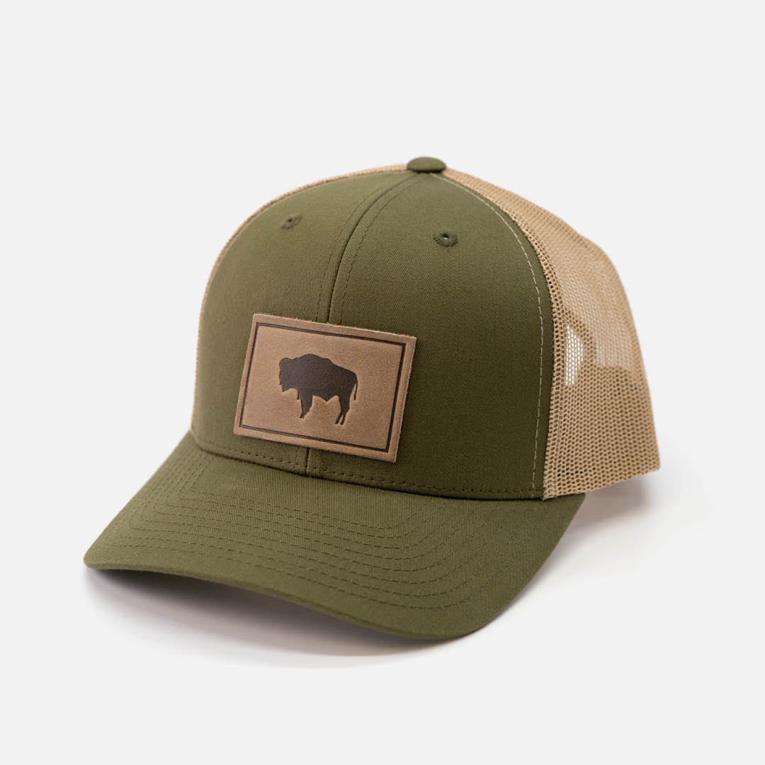 Buffalo Hat - Leather Patch Trucker Cap