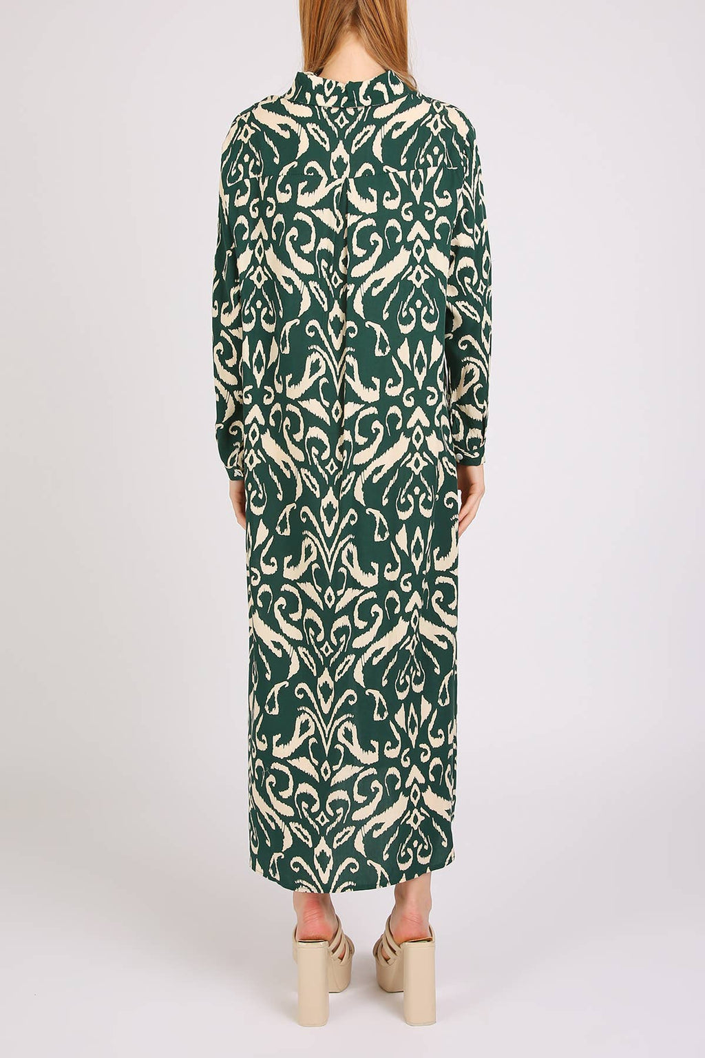 Abstract Contrast Printed Maxi Shirt Dress PM3077