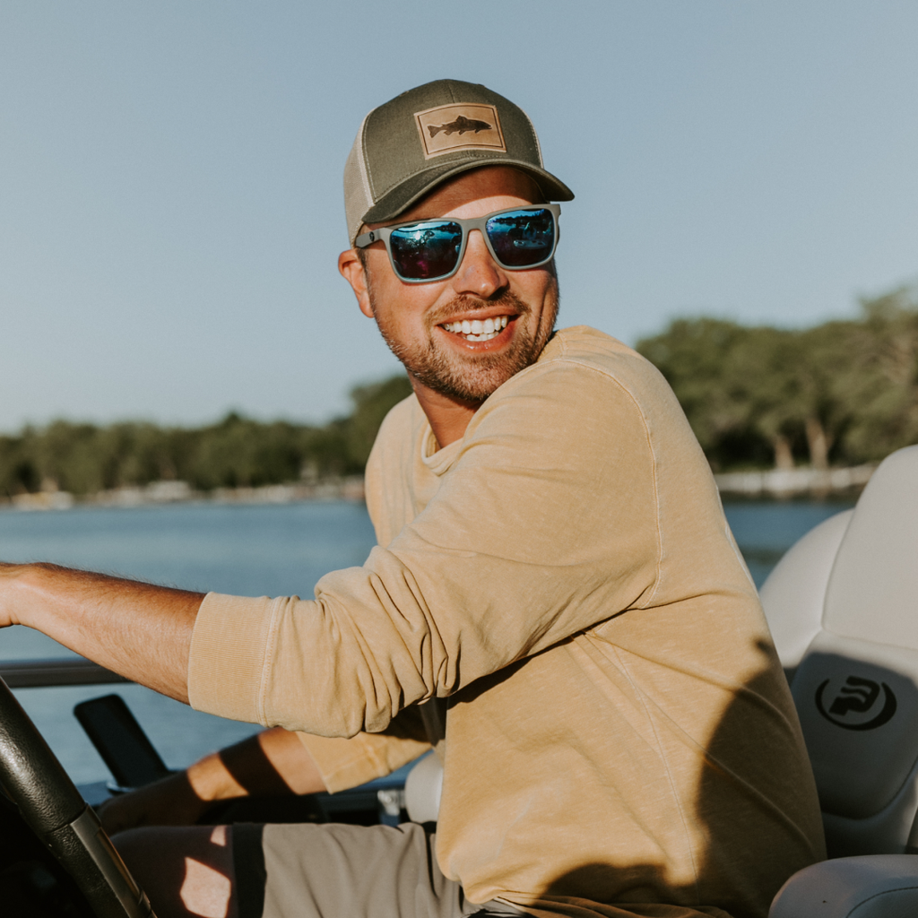 Trout Hat - Leather Patch Trucker Cap