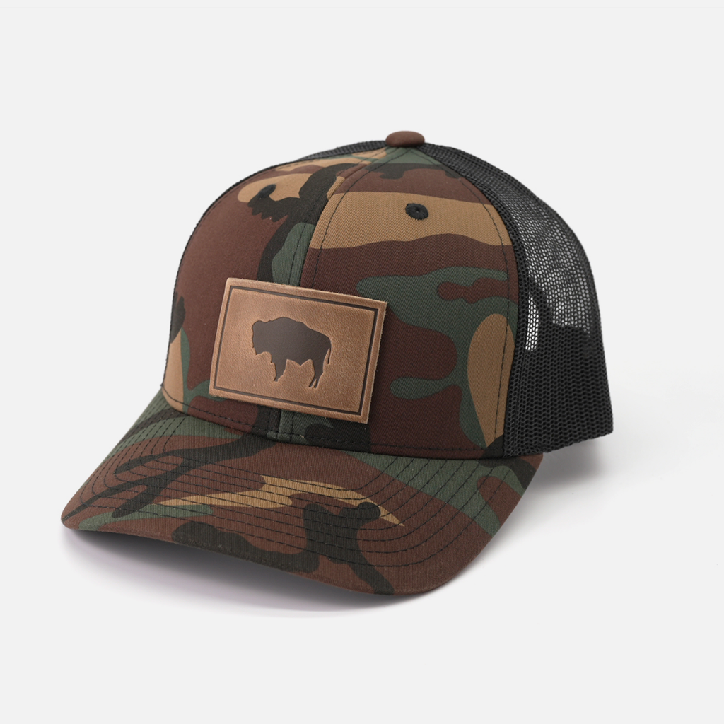 Buffalo Hat - Leather Patch Trucker Cap