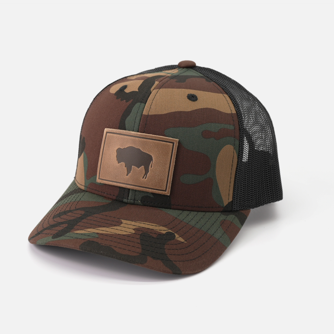 Buffalo Hat - Leather Patch Trucker Cap