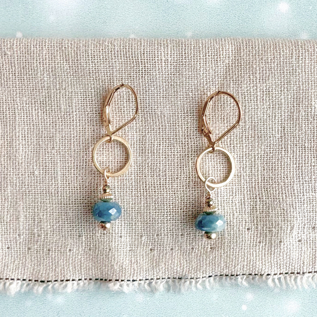 Lagoon Blue Little Gemstone Drop Earrings - Gold Filled