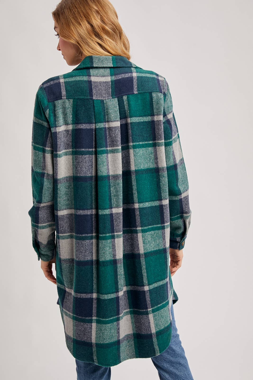 FLANNEL PLAID LONGLINE SHACKET