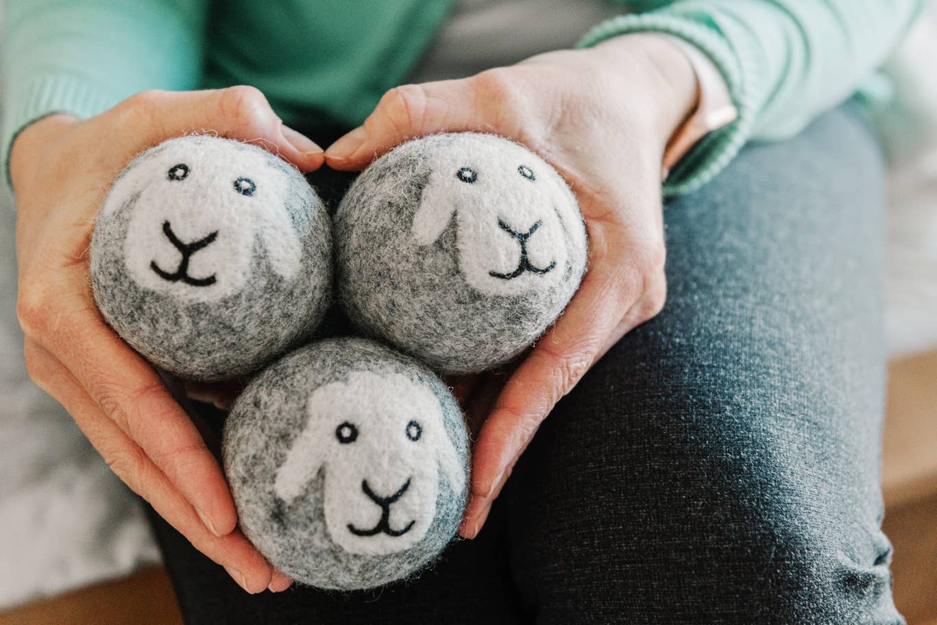 "Smiling Sheep" Hand-Felted Dryer Balls