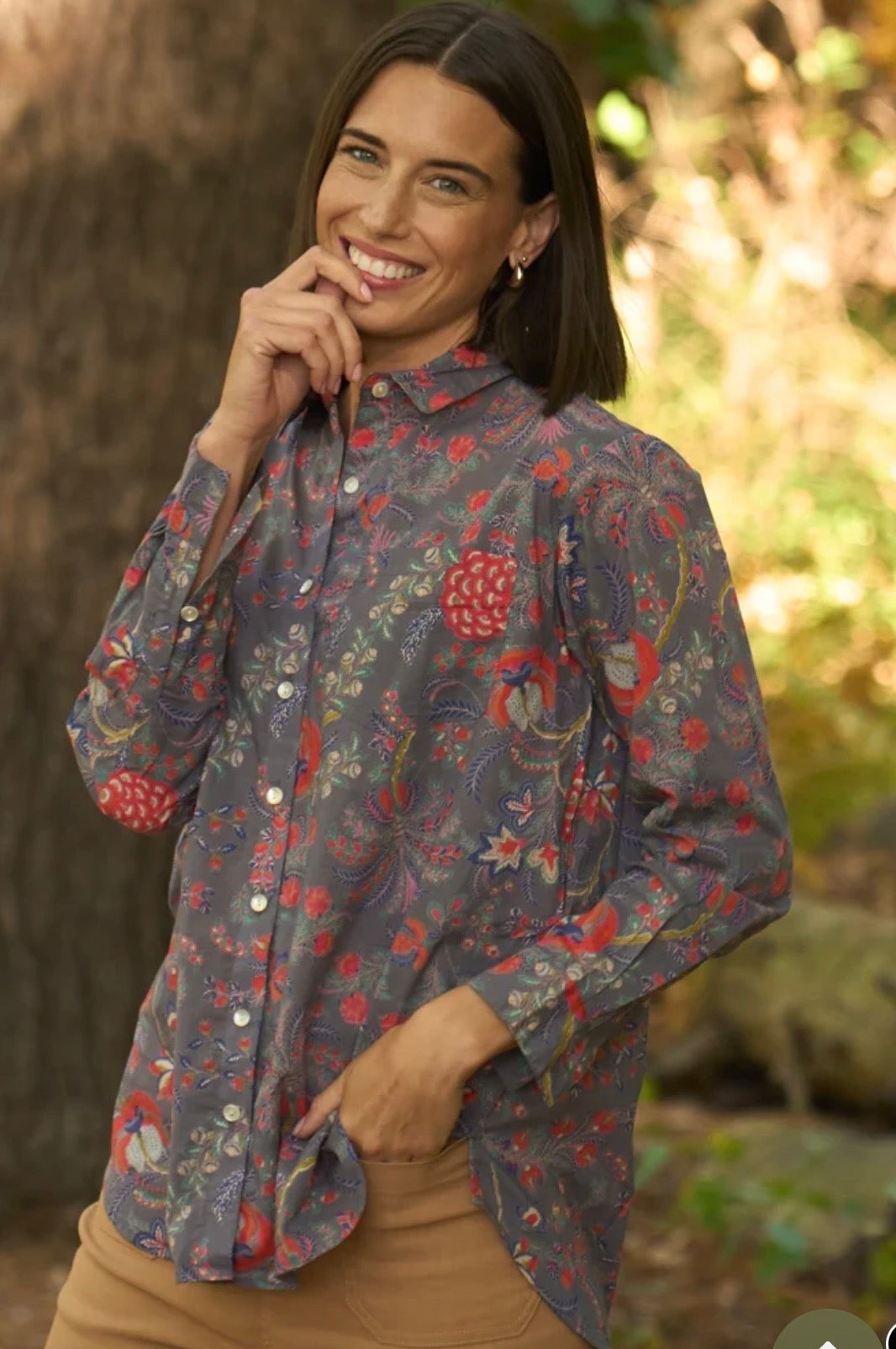 Good Boyfriend Shirt - Vine and Leaf Dove Grey