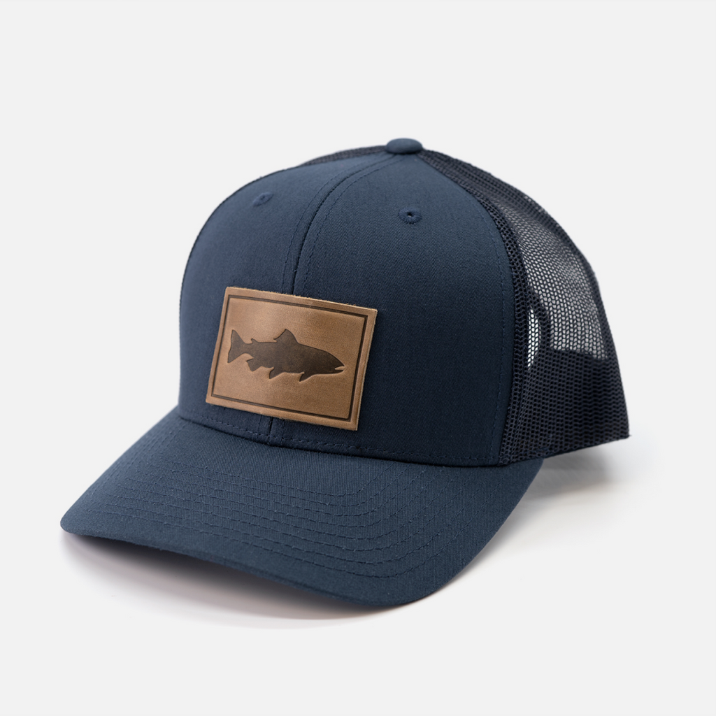 Trout Hat - Leather Patch Trucker Cap