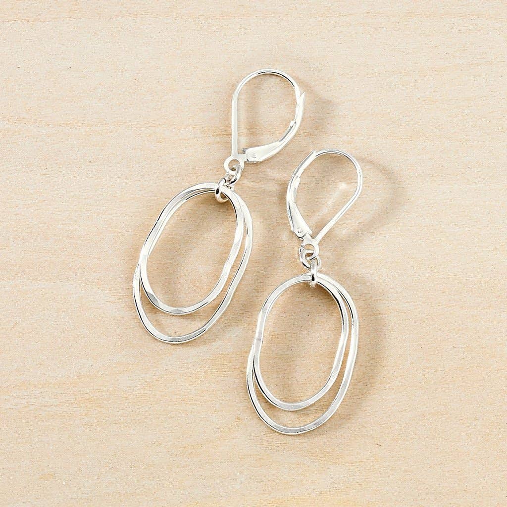 Simple Flame Earrings, Stacked Oval Drops, silver or gold