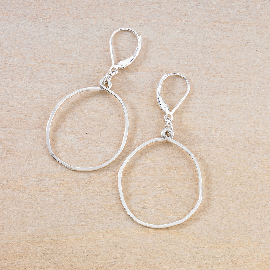 Roam Earrings, Organic Open Circle Dangle - LAST CHANCE