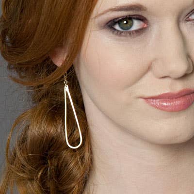 GLEAN Earrings Bold Long Skinny Teardrop Gold