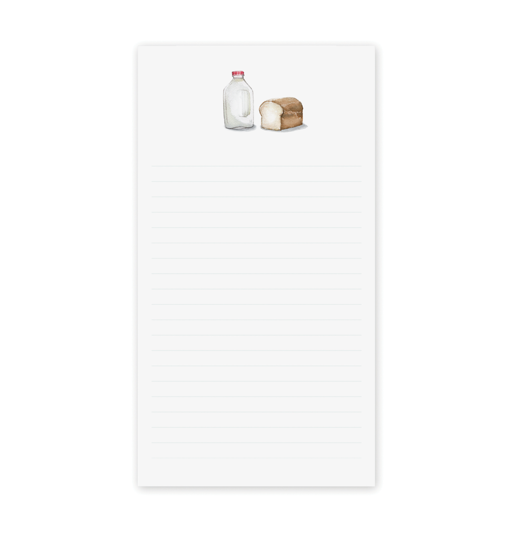 Milk And Bread Market Notepad | Lined Grocery List Pad