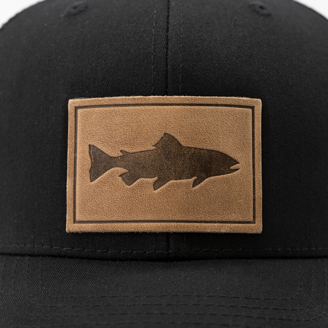 Trout Hat - Leather Patch Trucker Cap