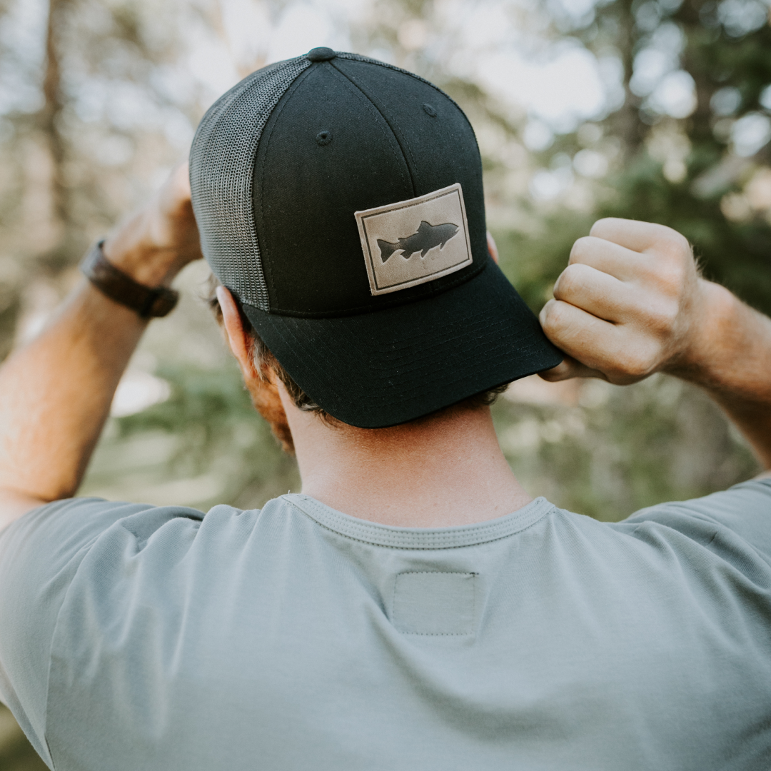 Trout Hat - Leather Patch Trucker Cap