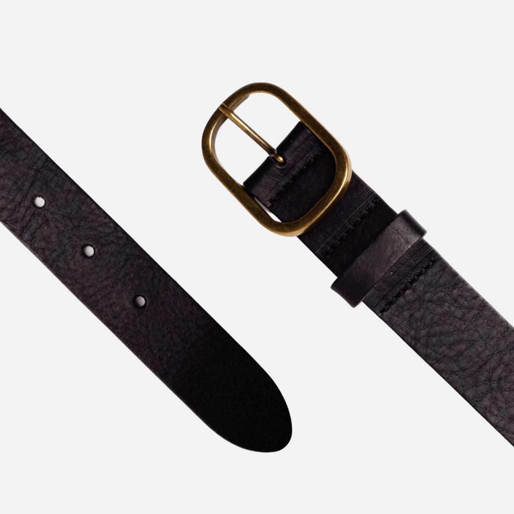 Marin | Gold Oval Buckle Design Statement Leather Belt Women