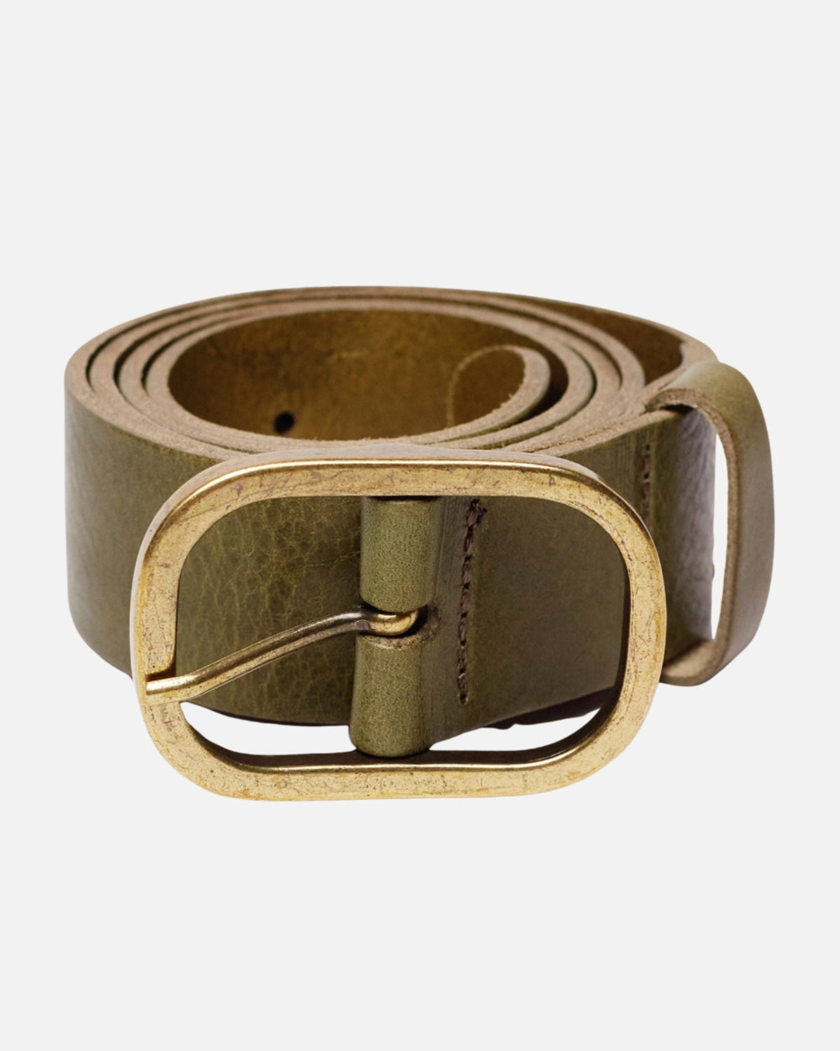 Marin | Gold Oval Buckle Design Statement Leather Belt Women