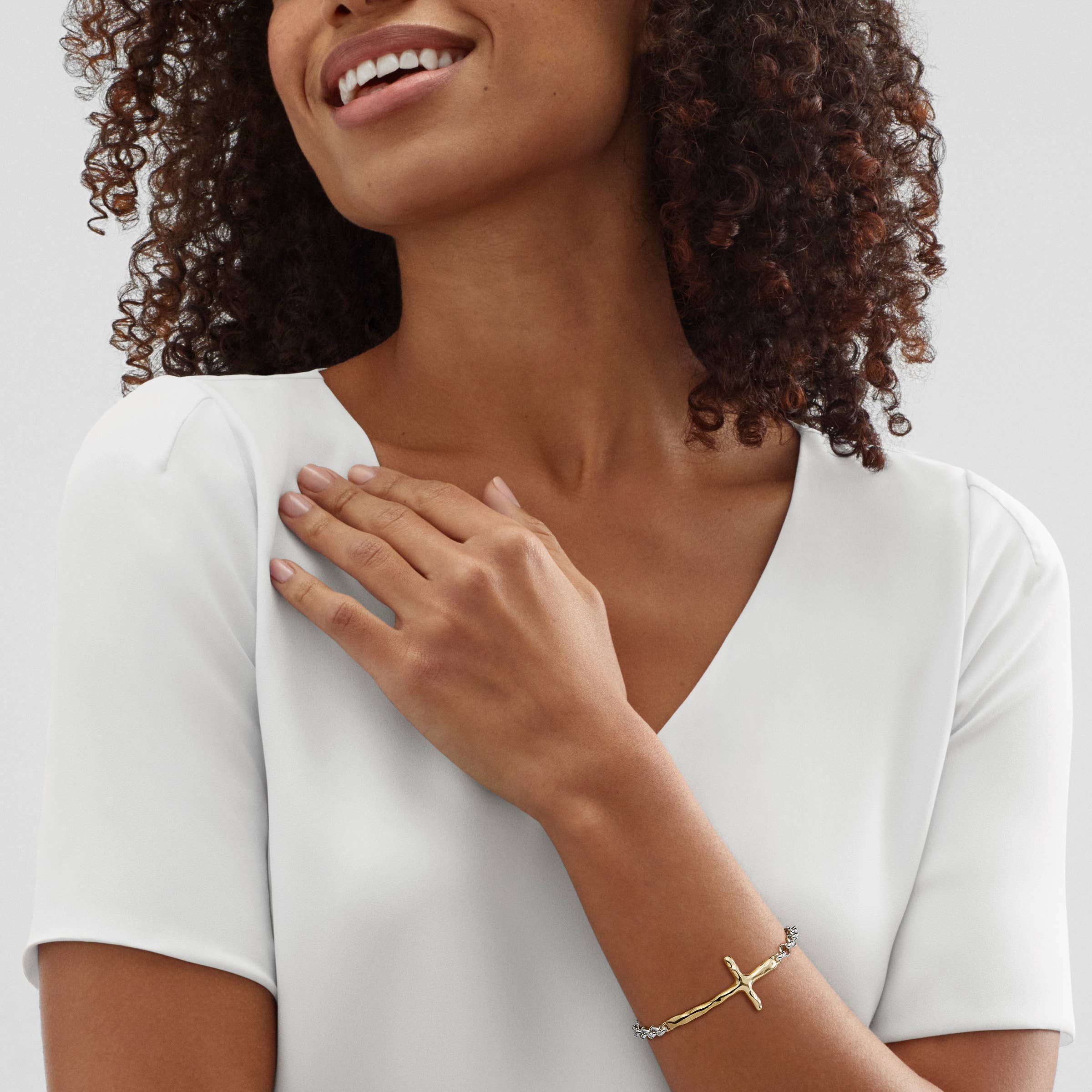 Silpada 'In Good Faith' Organic Cross Bracelet in Sterling S