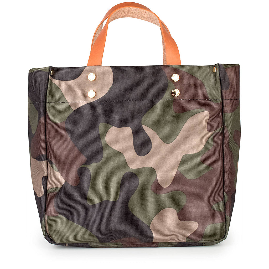 "Joey" Camo Nylon Tote with Leather Accents