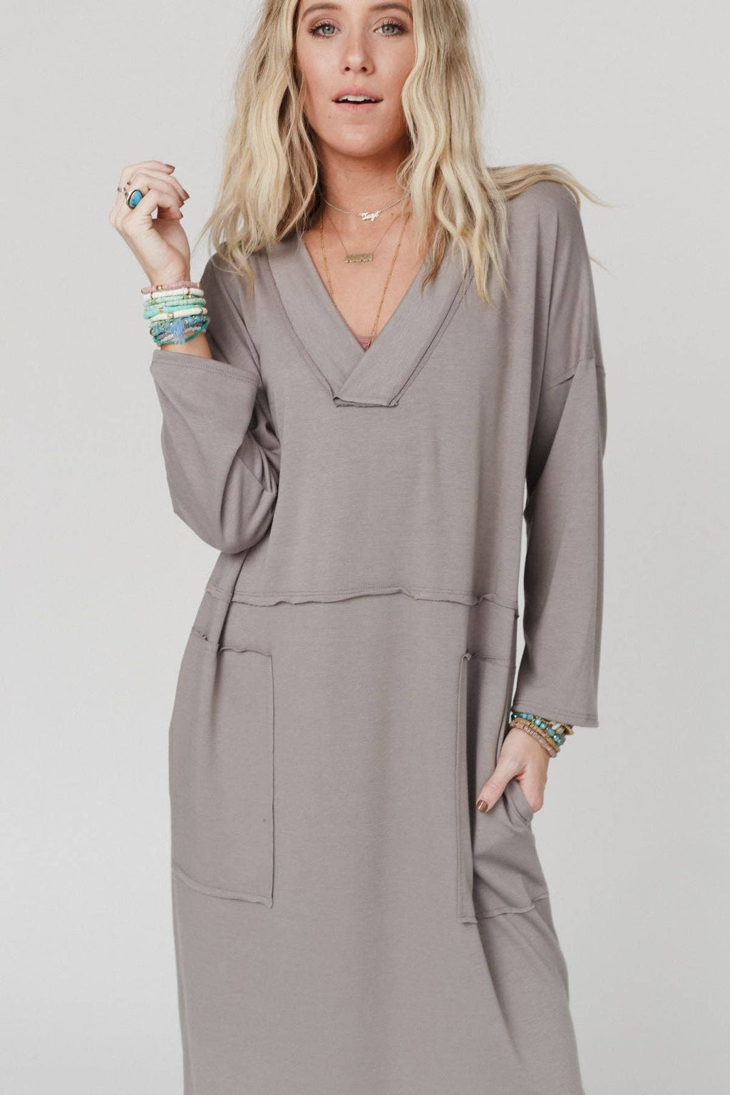 Meadow Long Sleeve Slit Maxi Dress - Coco
