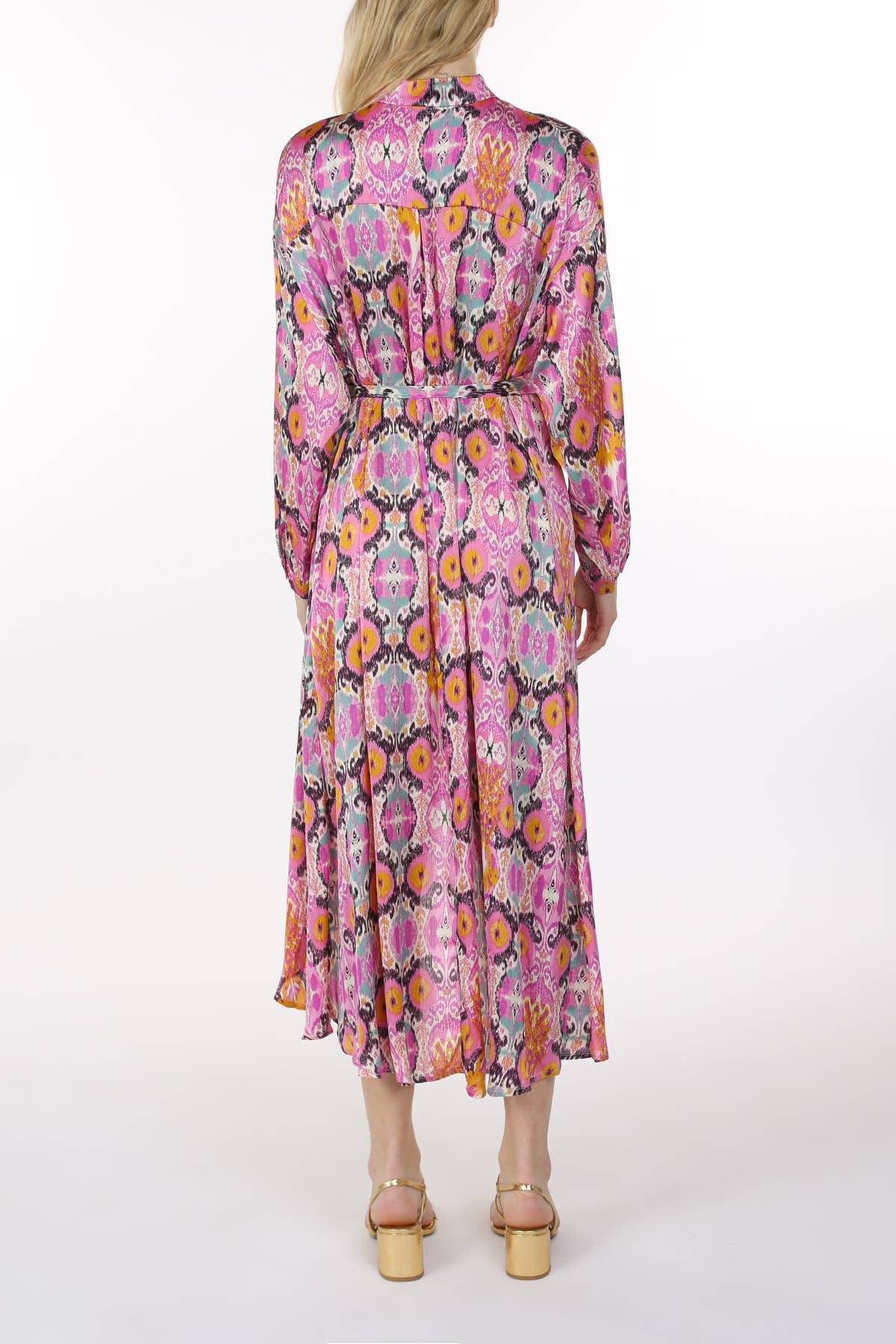 Multicolor Print Collared High Low Dress LC3243