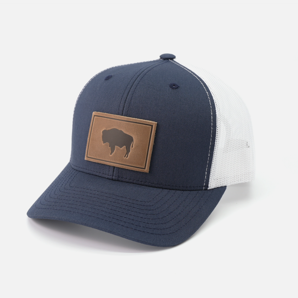Buffalo Hat - Leather Patch Trucker Cap