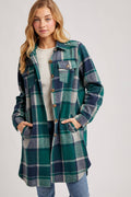 FLANNEL PLAID LONGLINE SHACKET