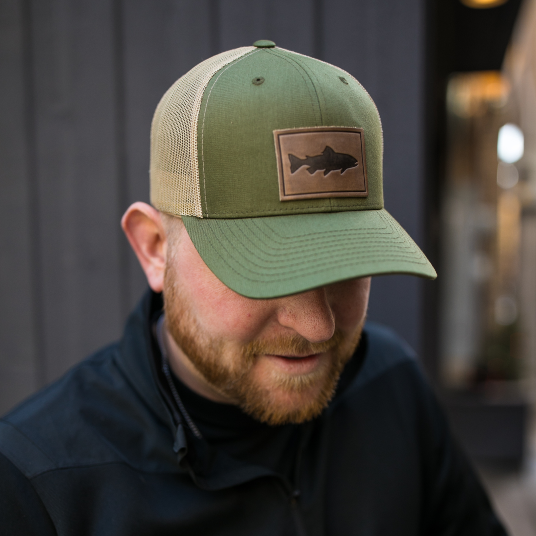 Trout Hat - Leather Patch Trucker Cap