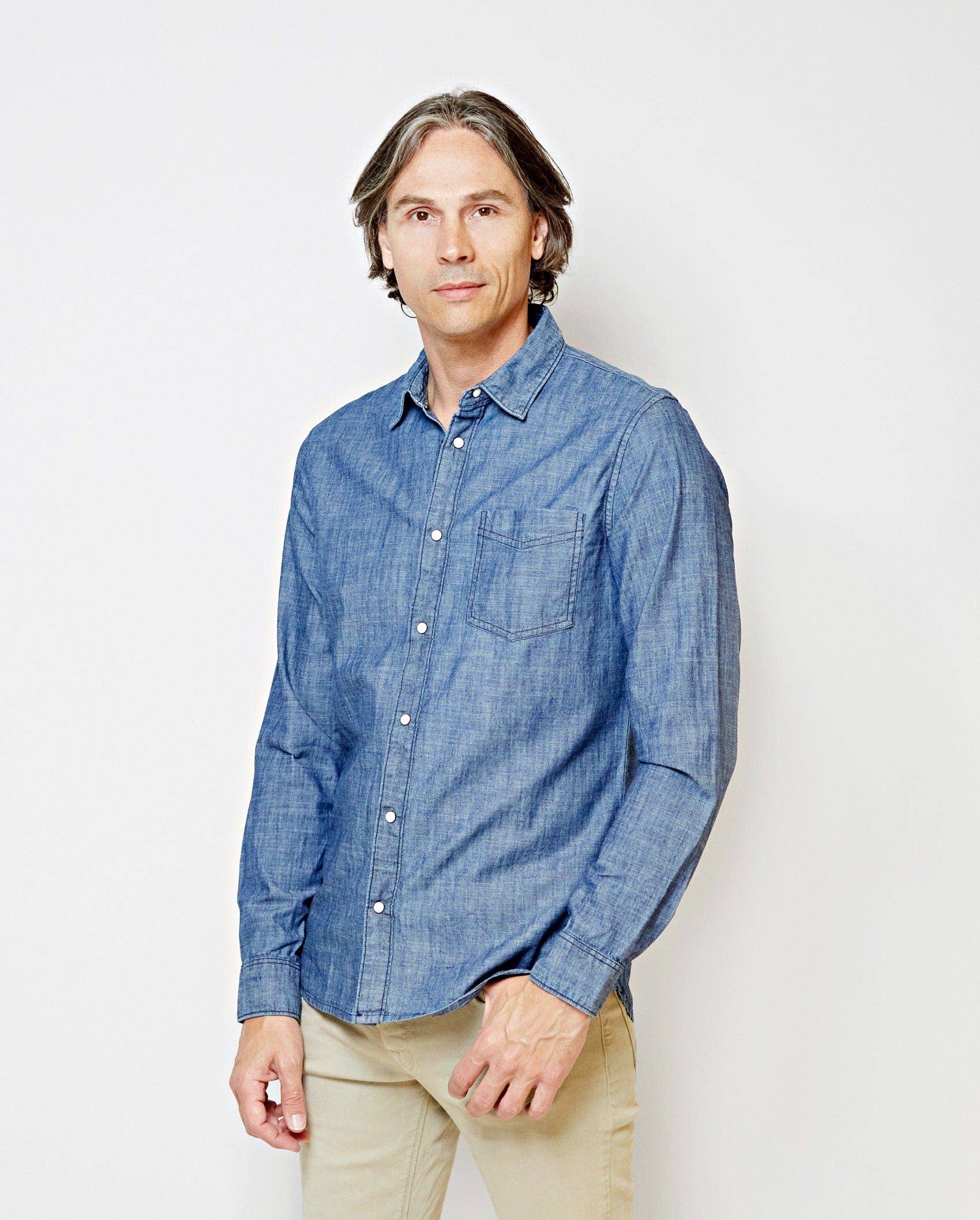 Flagler | Denim Long-sleeve Men's Shirt with Buttons