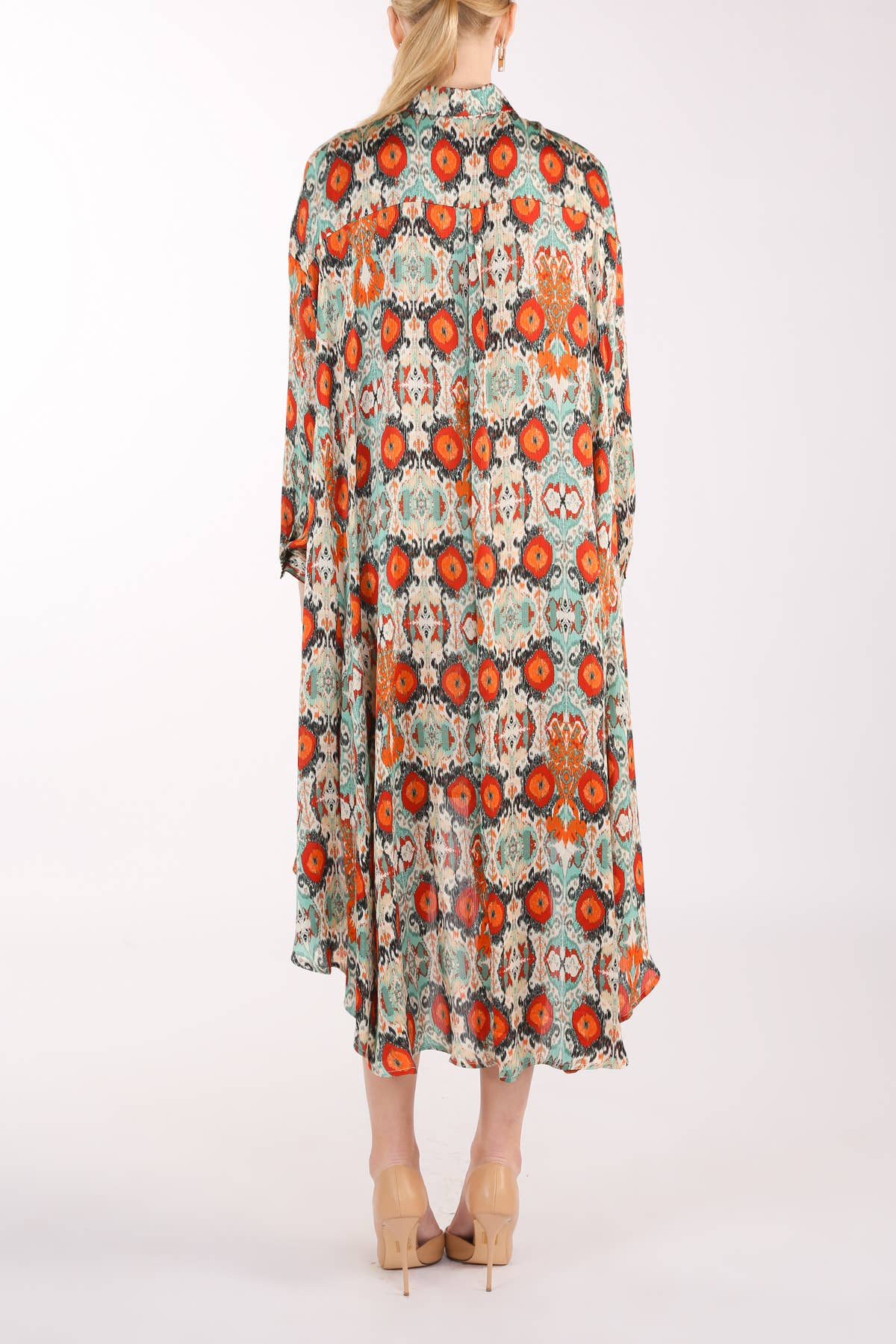 Multicolor Print Collared High Low Dress LC3243
