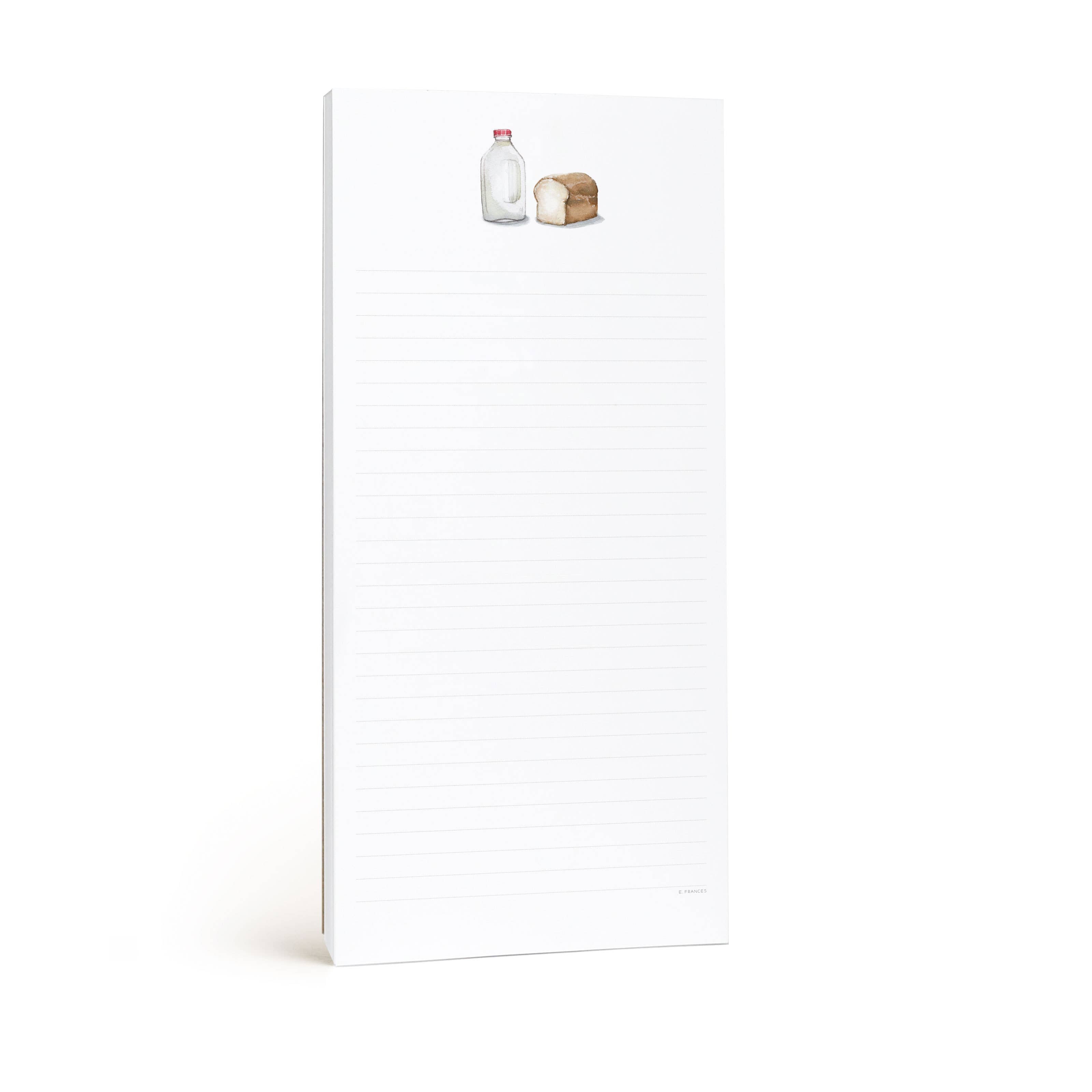 Milk And Bread Market Notepad | Lined Grocery List Pad