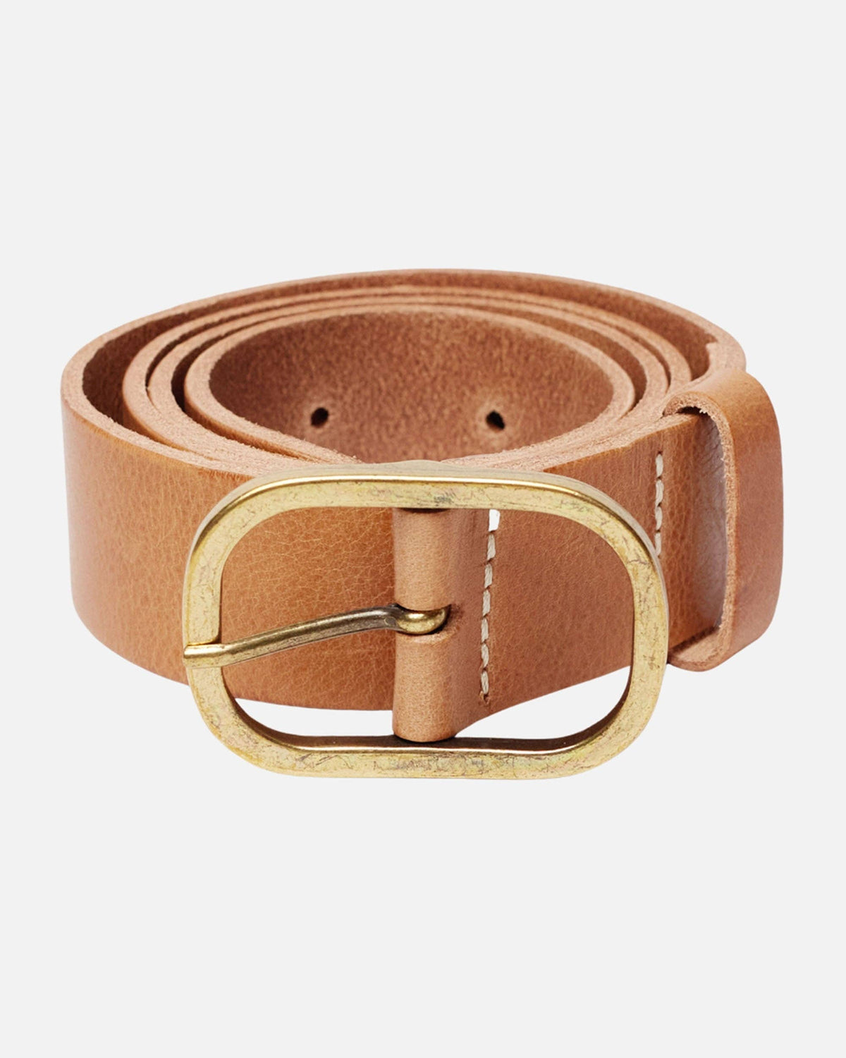 Marin | Gold Oval Buckle Design Statement Leather Belt Women