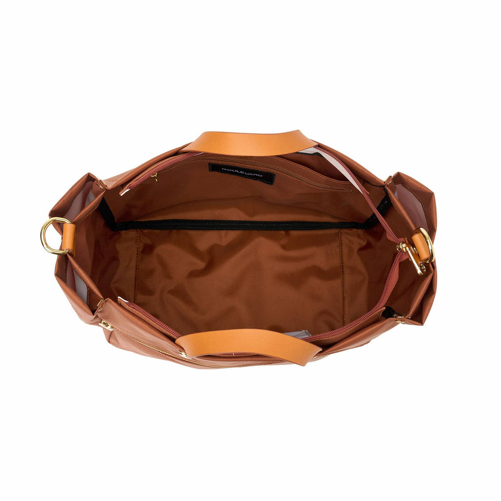 "Codie" Cognac Nylon Tote with Leather Accents