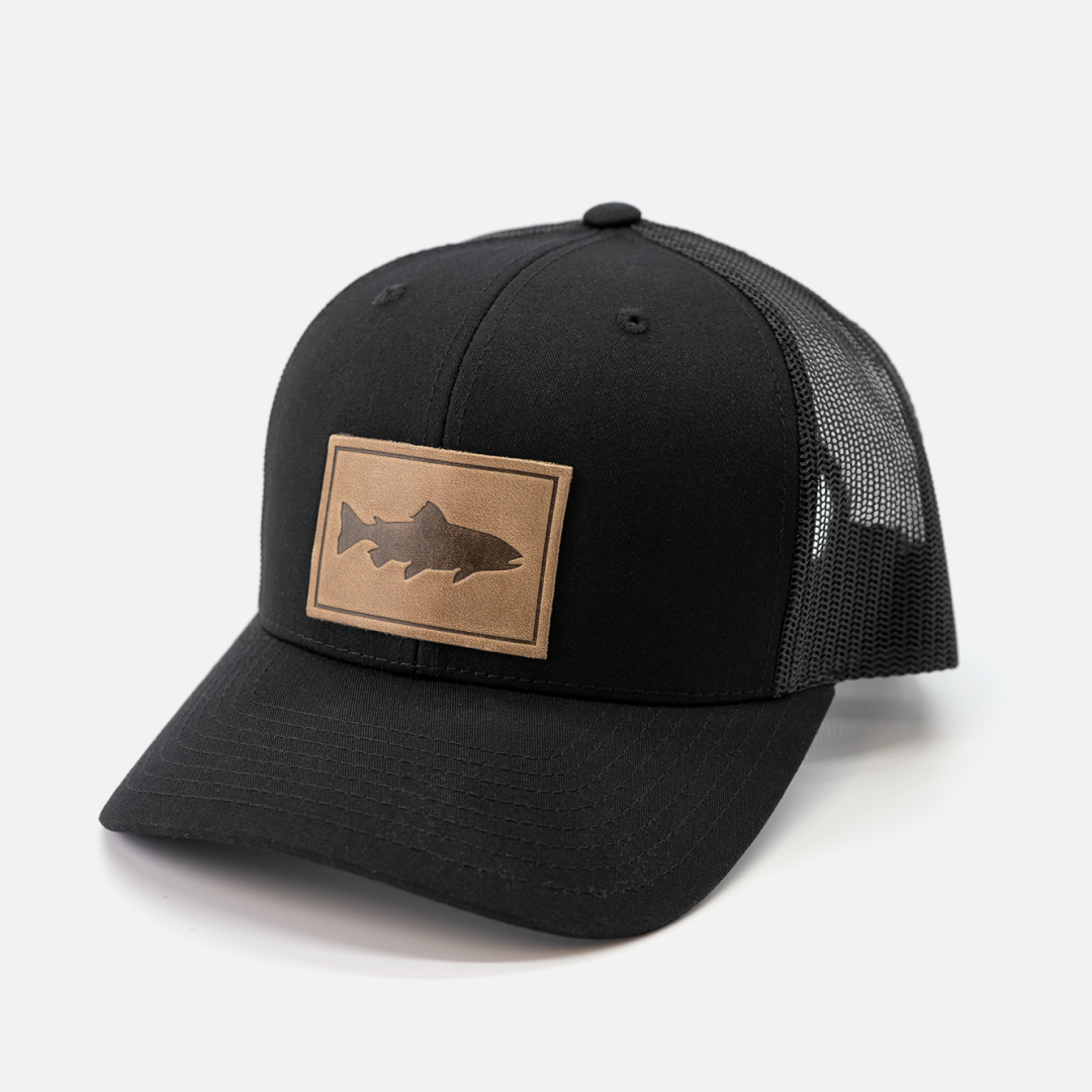 Trout Hat - Leather Patch Trucker Cap