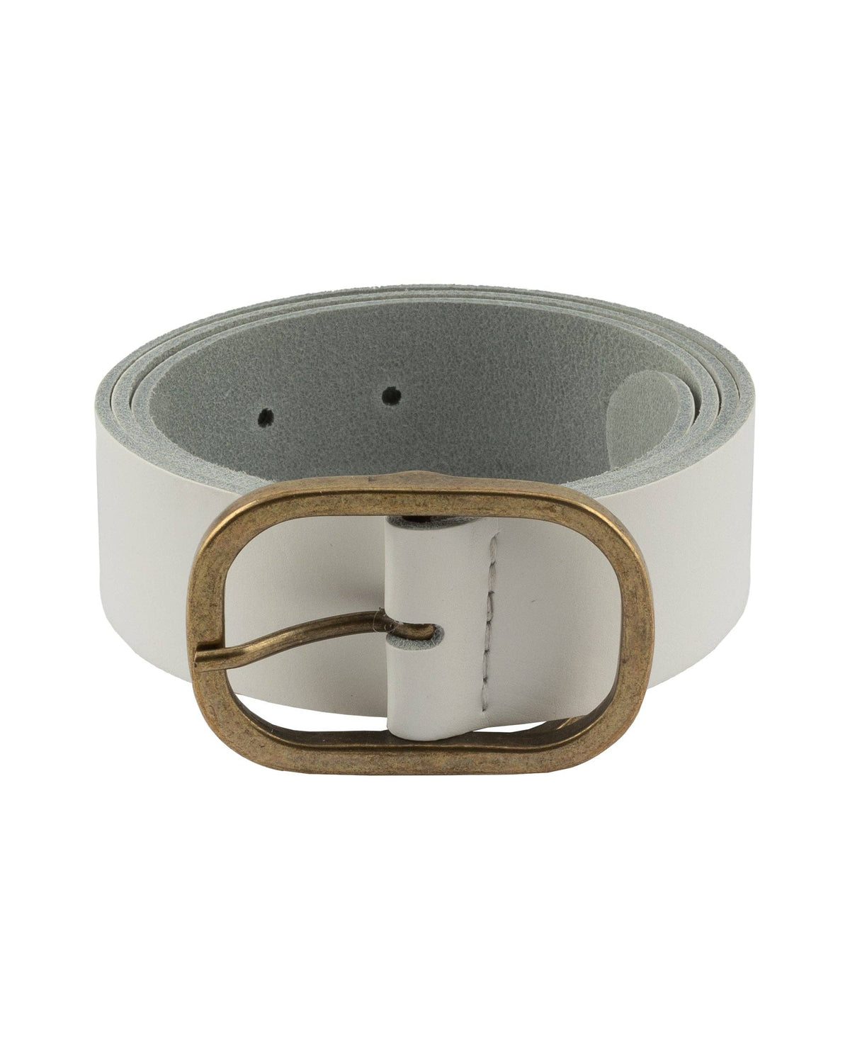 Marin | Gold Oval Buckle Design Statement Leather Belt Women