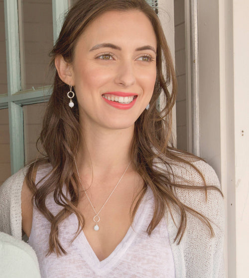 Audrey Freshwater Pearl Drop Earrings - Sterling Silver