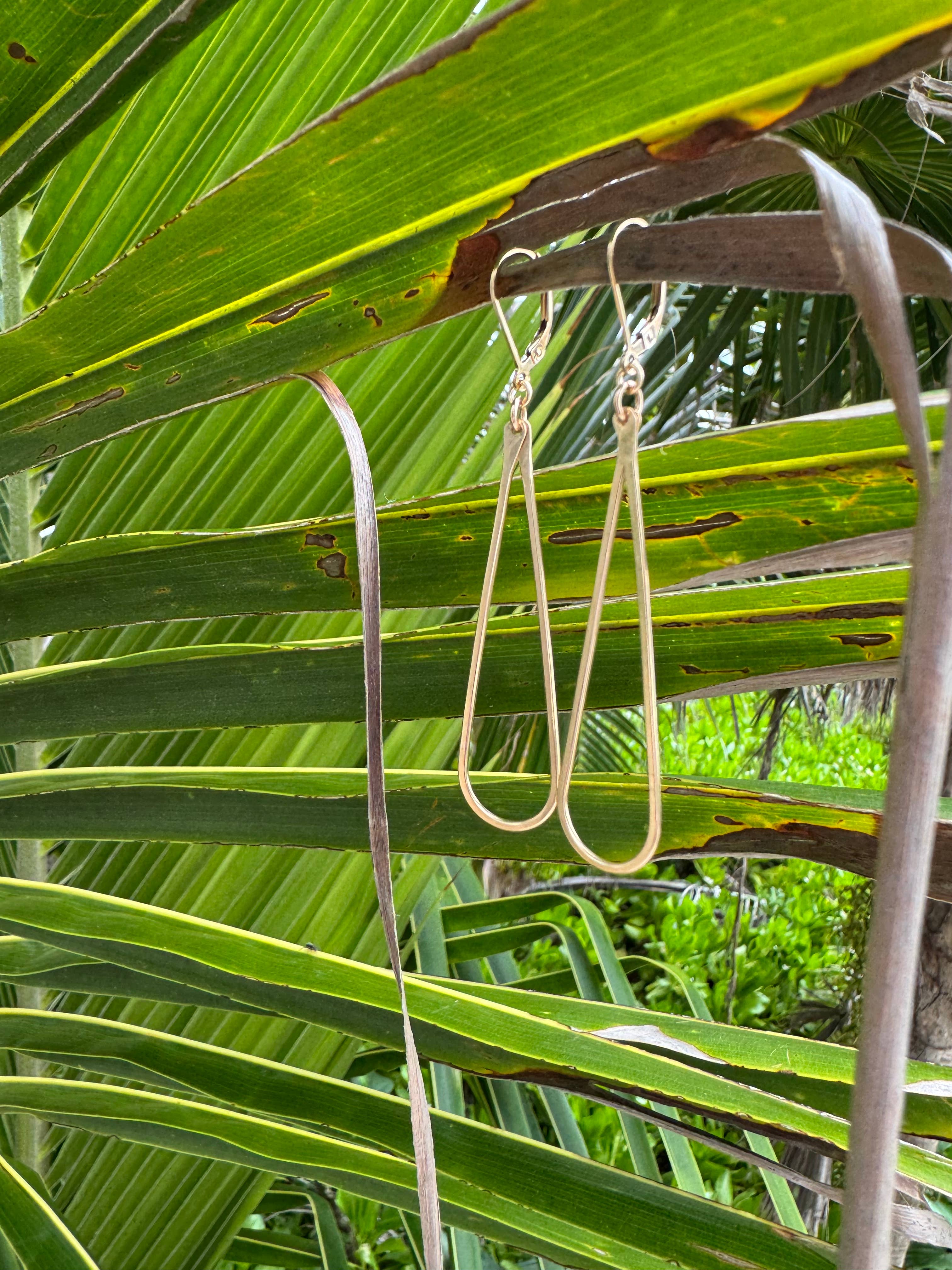 GLEAN Earrings Bold Long Skinny Teardrop Gold