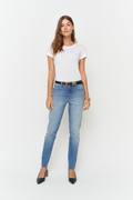 Oliver Logan Crosby Mid Rise Relaxed Taper Bright Indigo Worn
