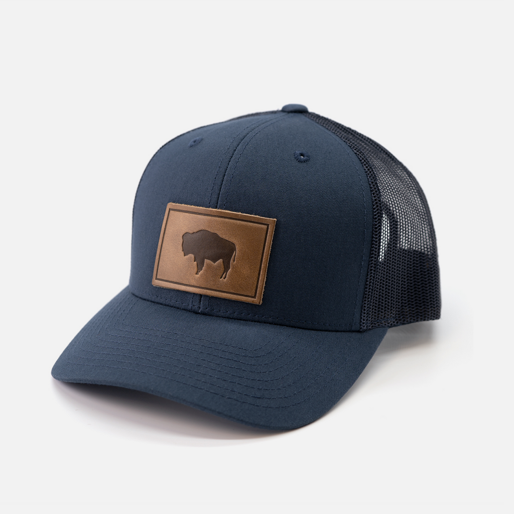 Buffalo Hat - Leather Patch Trucker Cap