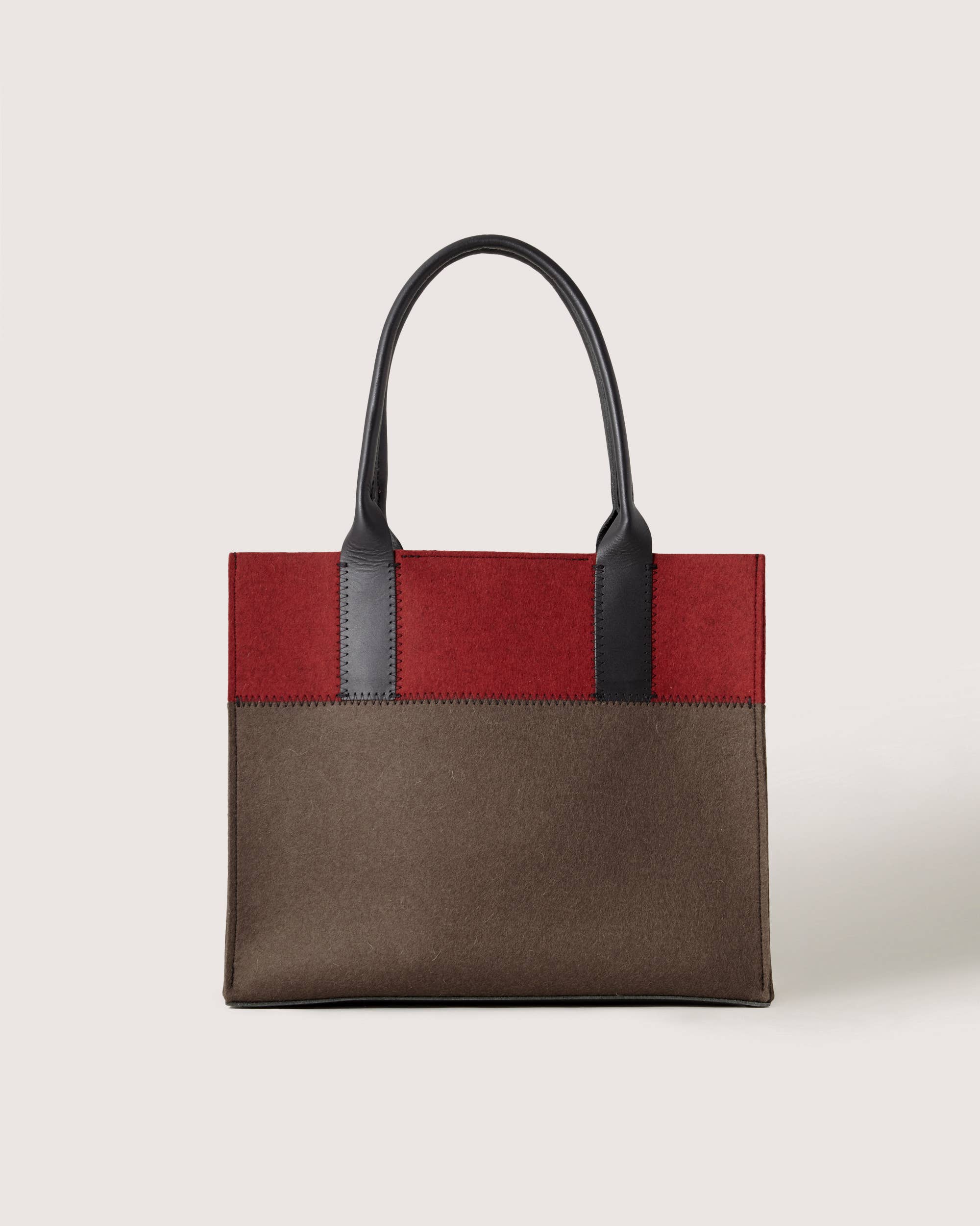 Jaunt Merino Wool Midi Tote - Tobacco / Cherry Black