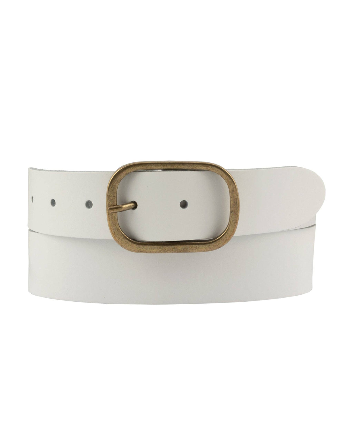 Marin | Gold Oval Buckle Design Statement Leather Belt Women