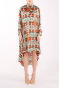 Multicolor Print Collared High Low Dress LC3243