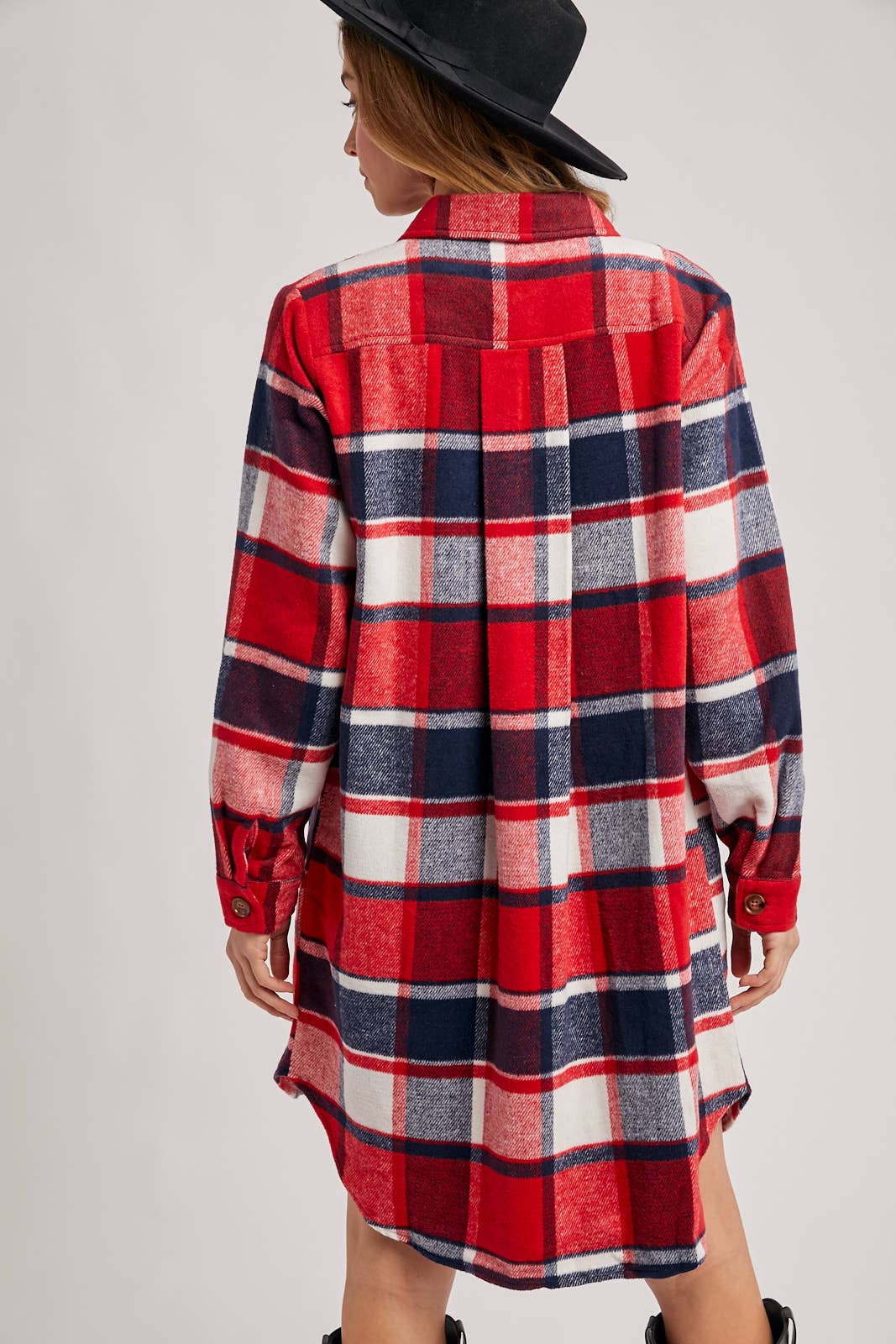 FLANNEL PLAID LONGLINE SHACKET