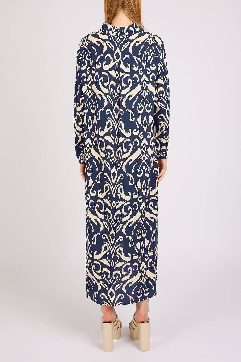 Abstract Contrast Printed Maxi Shirt Dress PM3077