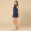 DreamTech Sleeveless Cowl Top with Pintuck Shorts - Midnight