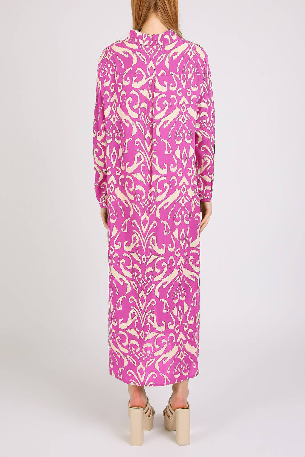 Abstract Contrast Printed Maxi Shirt Dress PM3077