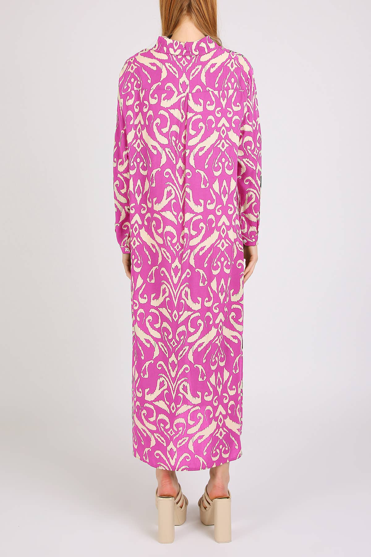 Abstract Contrast Printed Maxi Shirt Dress PM3077