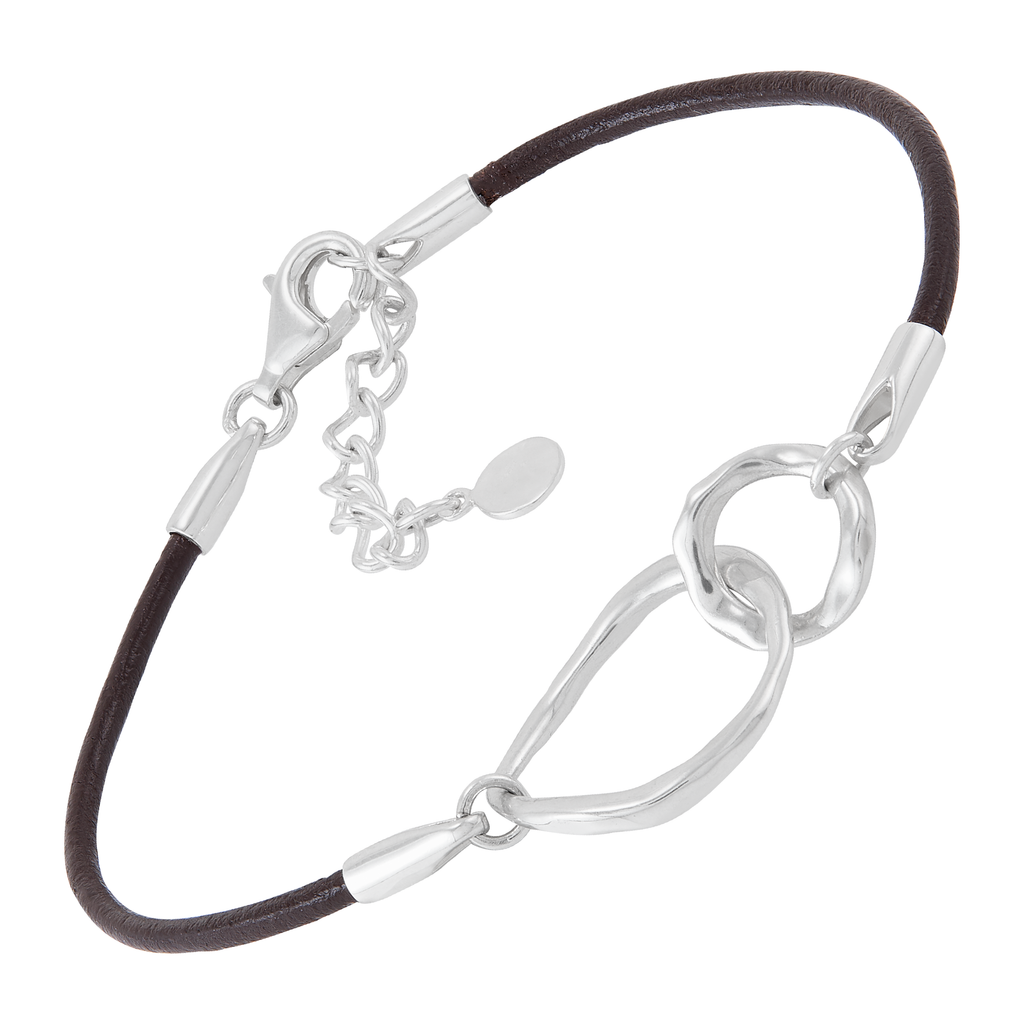 Silpada 'We Go Together' Silver Leather Bracelet, 7" + 1"