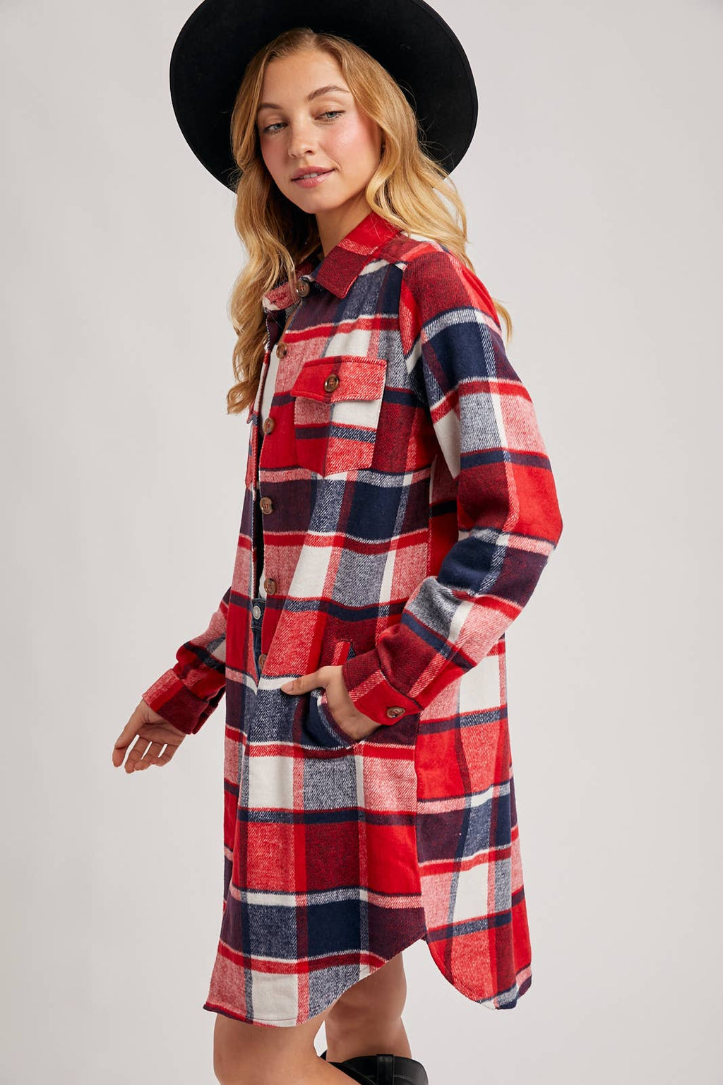 FLANNEL PLAID LONGLINE SHACKET