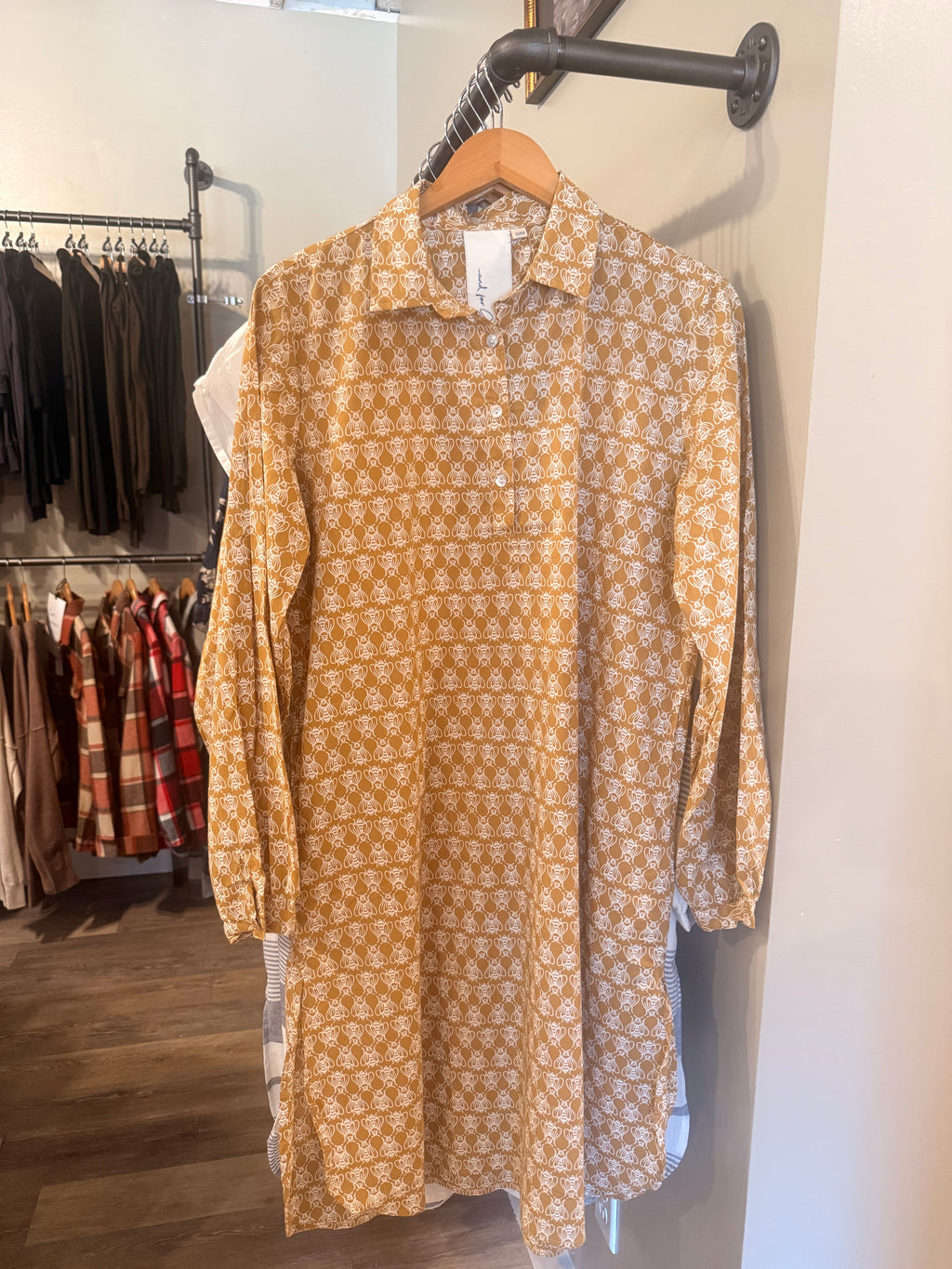 Good Boyfriend Shirtdress - Bee Happy Honeycomb