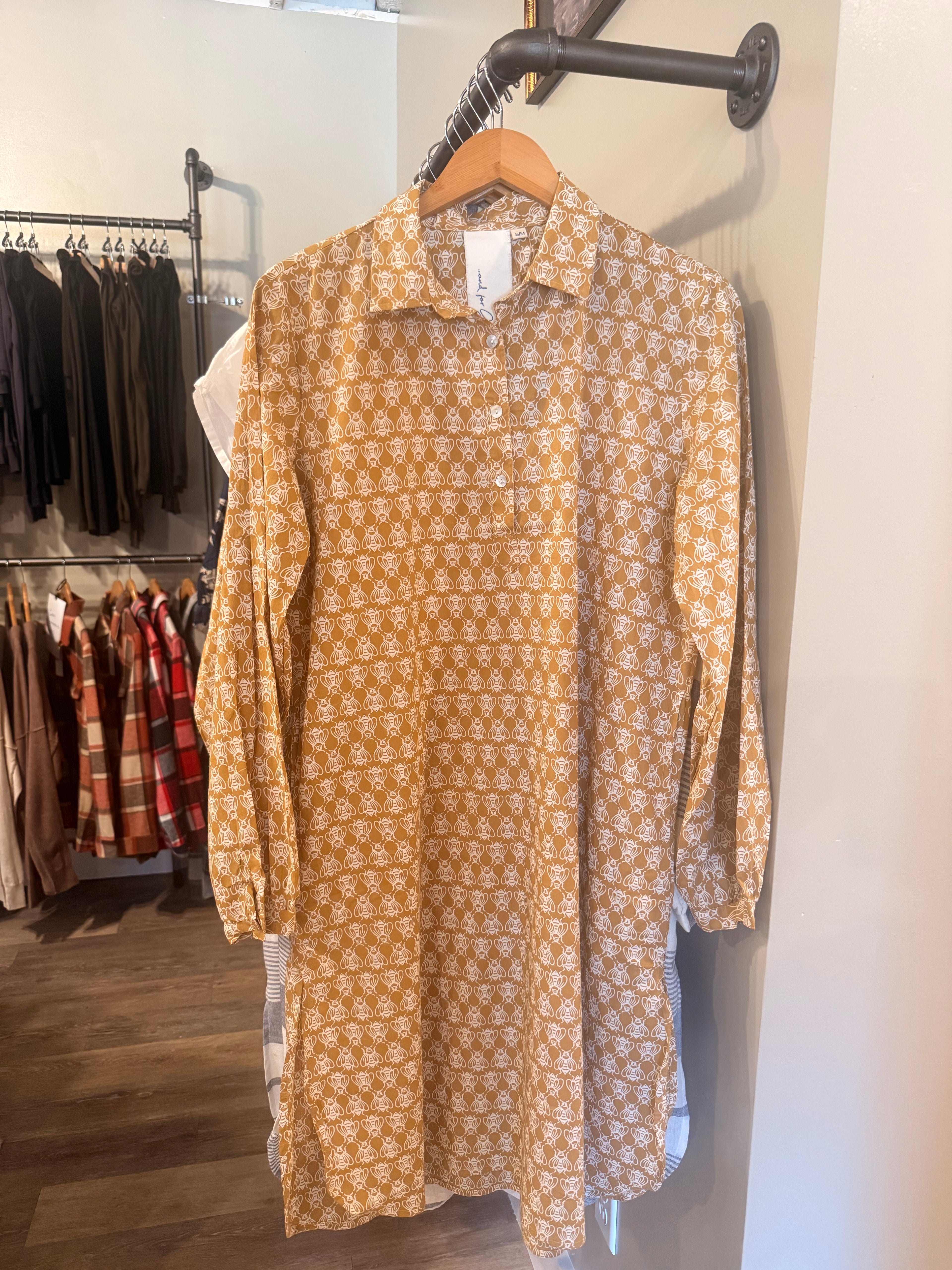 Good Boyfriend Shirtdress - Bee Happy Honeycomb