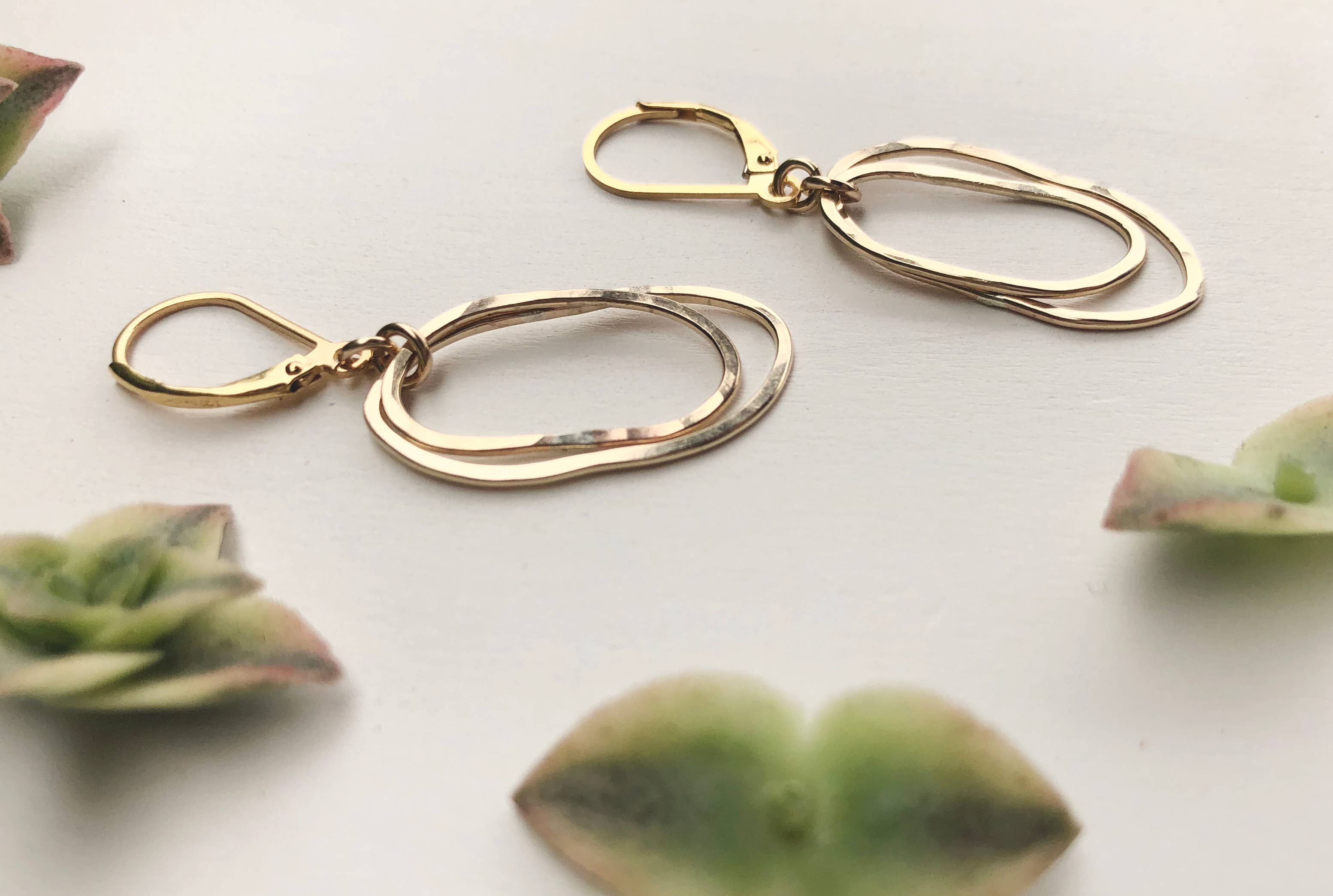 Simple Flame Earrings, Stacked Oval Drops, silver or gold